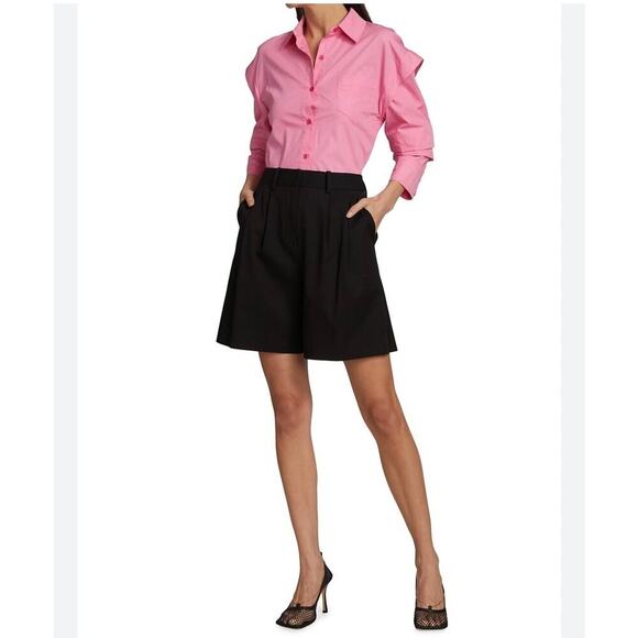 Derek Lam 10 Crosby Pants - Derek Lam 10 Crosby Dax Pleated Bermuda Tencel Blend Black Shorts Size 12